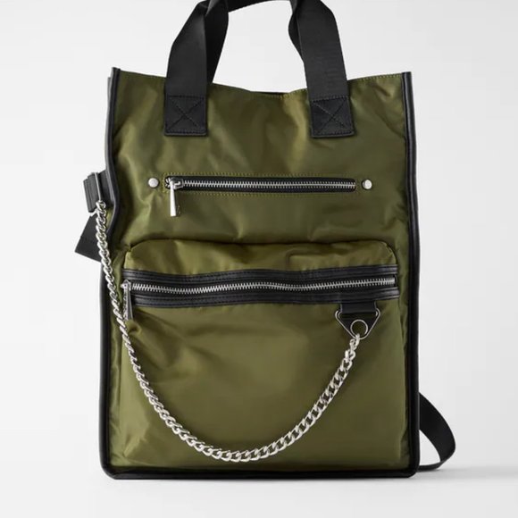 Zara Olive Green Convertible Backpack - Picture 1 of 4